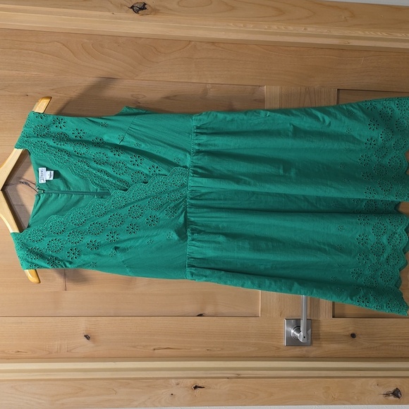 J. CREW Kelly Green Eyelet Dress Sz 12 - Picture 5 of 12